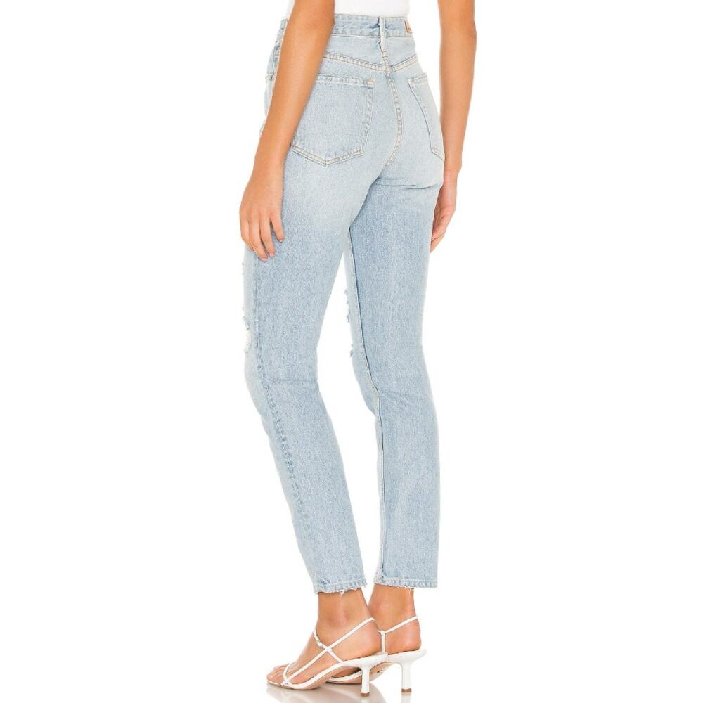 new GRLFRND Denim light wash distressed slim tapered Karolina jeans Don't Speak - Picture 5 of 11